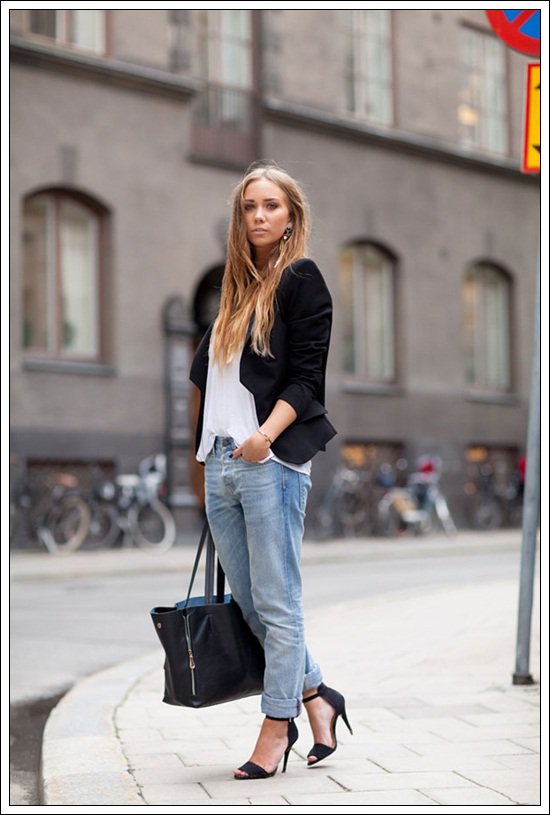 oversized wear outfit jeans street shirts stockholm week boyfriend wearing denim heels jacket pretty baggy chic shirt pants jean bazaar