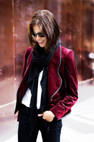 burgundy red outfit