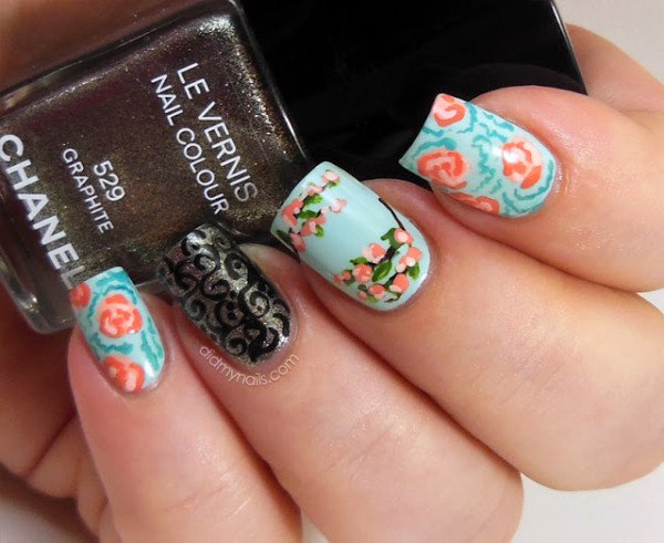 25 Amazing Flower Nail Art Design Ideas