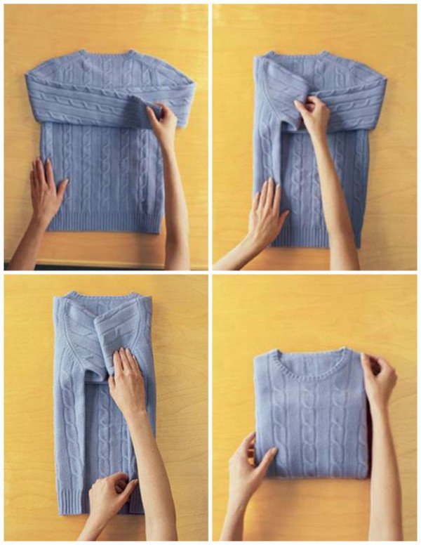 how to fold sweatshirts to save space