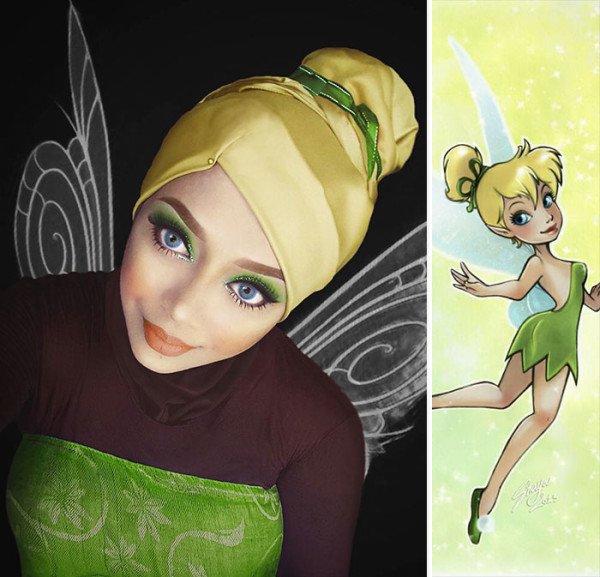 This Creative Woman From Malaysia Using a Hijab And Makeup Transforms Into Disney Characters The Results Are Mind Blowing