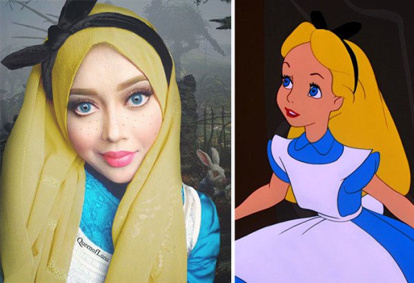 This Creative Woman From Malaysia Using a Hijab And Makeup Transforms Into Disney Characters The Results Are Mind Blowing