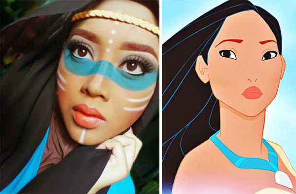 This Creative Woman From Malaysia Using a Hijab And Makeup Transforms Into Disney Characters The Results Are Mind Blowing