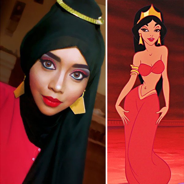 This Creative Woman From Malaysia Using a Hijab And Makeup Transforms Into Disney Characters The Results Are Mind Blowing