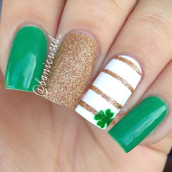 acrylic nail designs for st pattys day