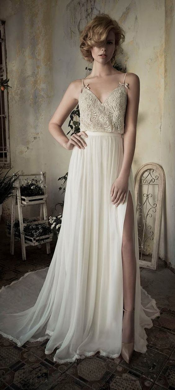 High slit wedding dress  the point where the fantasy coincides with reality