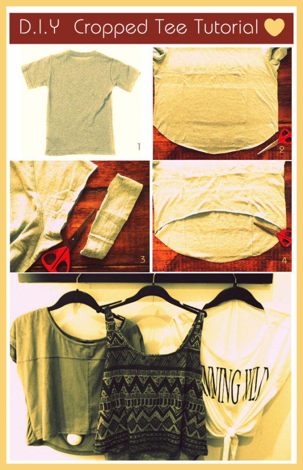 Creative DIY Tutorials To Turn On Your Old T shirt Into A Modern Summer Crop Top