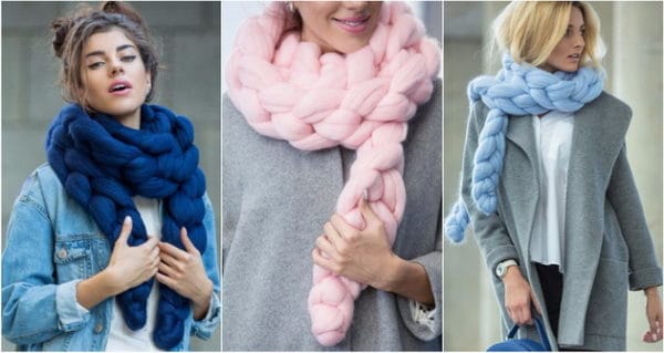 Say Hello To The Cold Winter With A Hot Merino Wool Chunky Scarf That You Can Knit Only With Your Arms