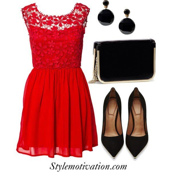 Fashionable Red Dress Combinations To Shine  On The New Years Eve