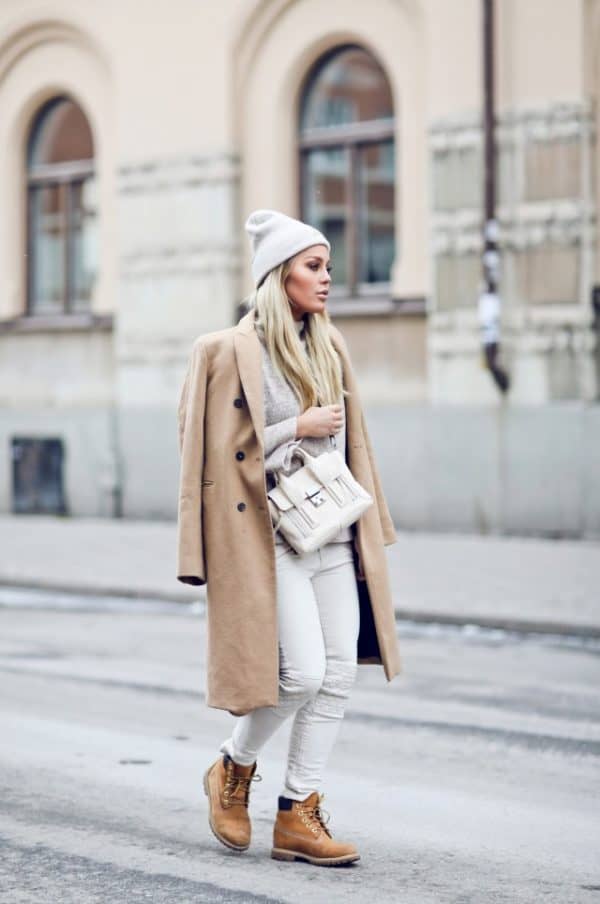 timberland timberlands boots outfit outfits wear shoes coat winter beige blick angelica grey yellow jeans matching ways pants zara knit