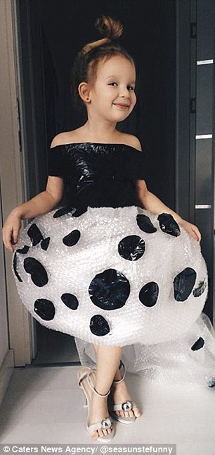 Adorable Turkish Girl Wearing Celebrities Inspired Outfits Made Up With Household Items By The Magical Hands Of Her Mum