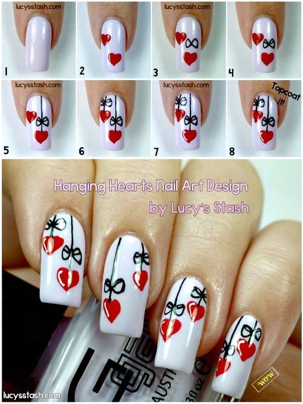 DIY Step By Step Valentines Nails Art Tutorials You Will Simply Adore