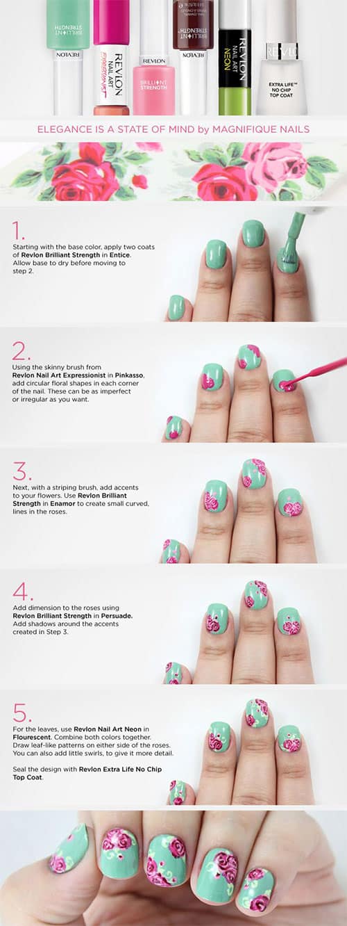 Easy DIY Floral Prints Nails Art Design Tutorials To Try This Spring