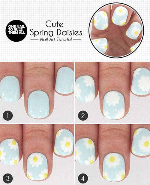 Easy DIY Floral Prints Nails Art Design Tutorials To Try This Spring