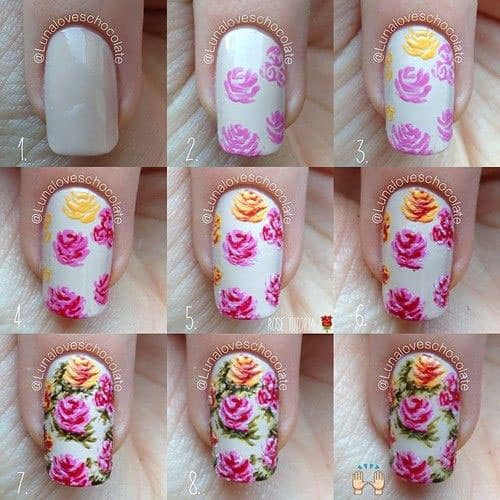 Easy DIY Floral Prints Nails Art Design Tutorials To Try This Spring