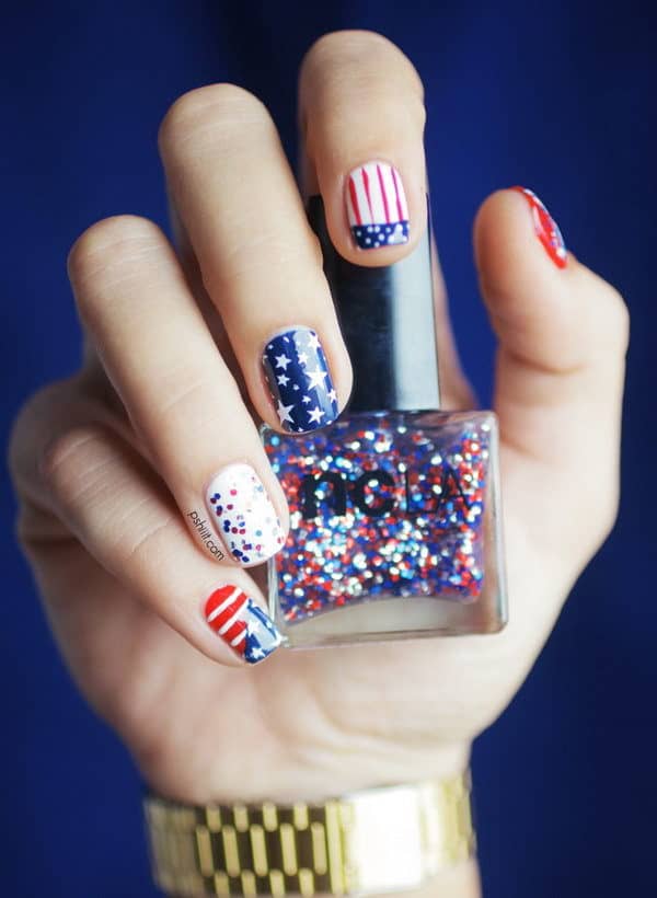 Patriotic Nails Art Designs In The Sign Of Independent Day To Try This 4 Of July