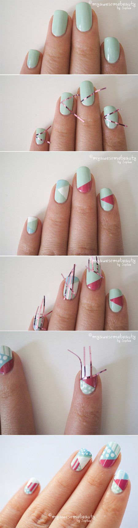 Interesting Tape Nails Tutorials That Are Easy To Recreate