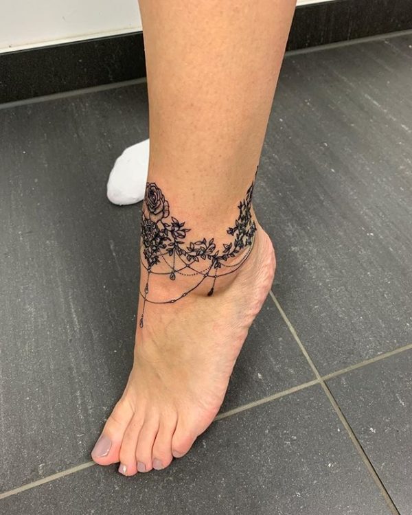 We did a pretty anklet for our brave client       inksplatter  tattoo tattoos anklets pearl whiteinktattoo whiteink  Instagram